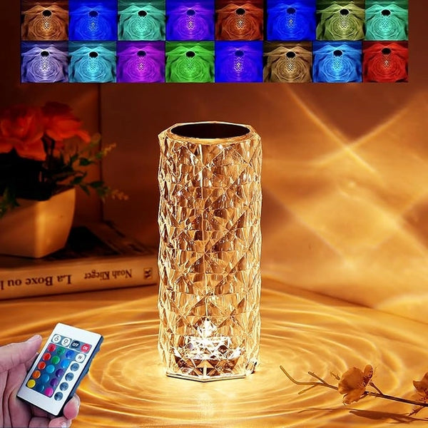 16 Color Changing Rose Crystal Diamond Table Lamp